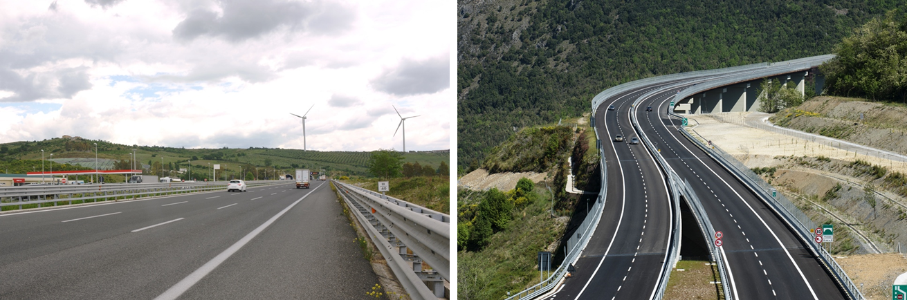 Two pictures of the A2 Autostrada del Mediterraneo