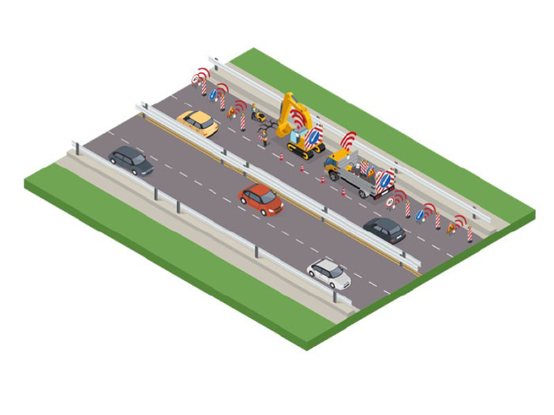 Disegno tratto stradale monitorato da sensori