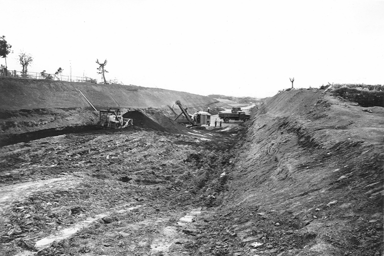 GRA di Roma, tratto in costruzione tra la Via Tiburtina e Via Prenestina,1954