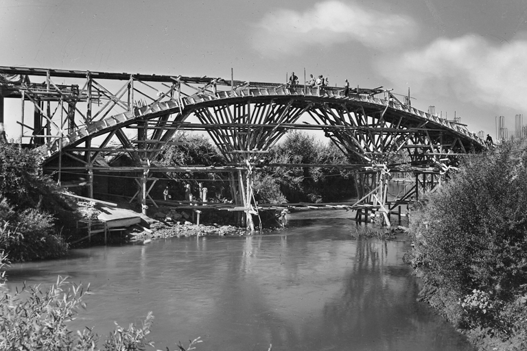 GRA di Roma, costruzione ponte sul fiume Aniene,1954