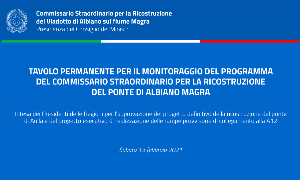 PONTE DI ALBIANO MAGRA, INTESA DELLE REGIONI SUI PROGETTI DEL NUOVO PONTE E DELLE RAMPE ALLA A12