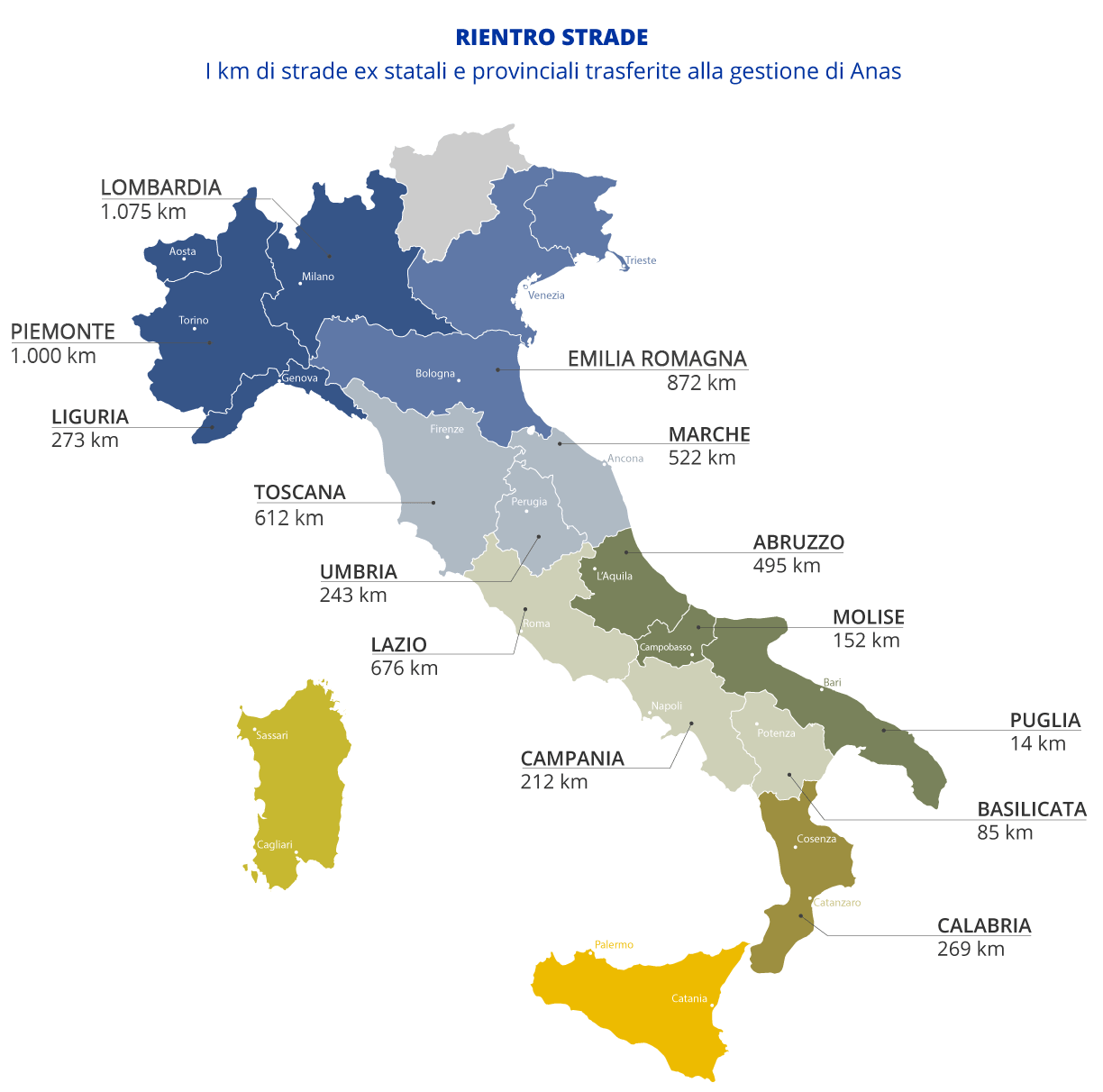 Mappa Rientro Strade per regione