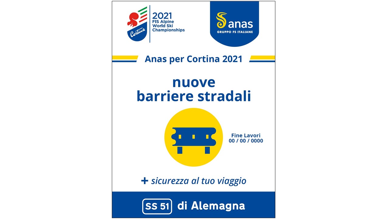 Illustrazione Anas per Cortina 2021 nuove barriere stradali