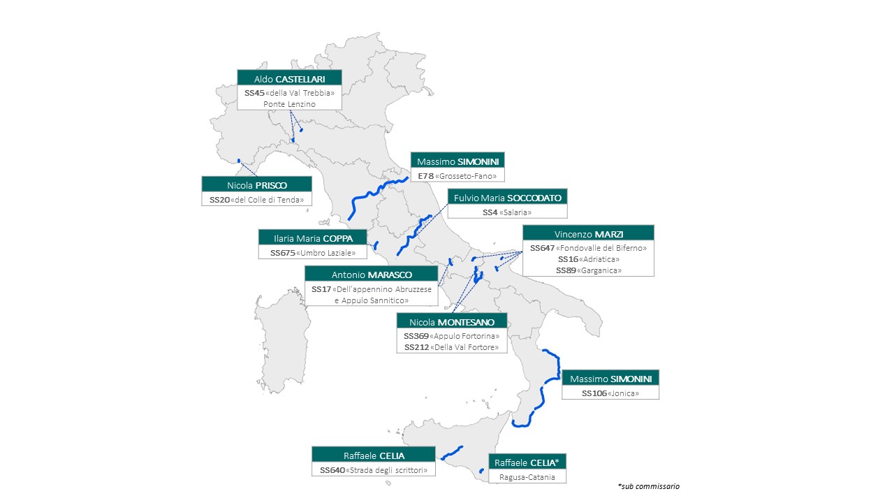 Cartina delle opere con commissario straordinario Cartina delle opere con commissario straordinario