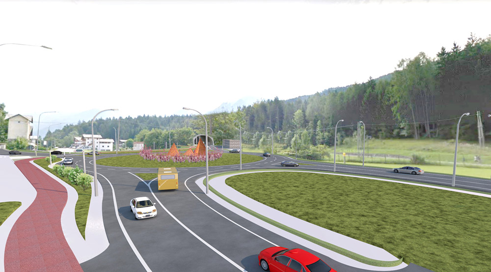 Render della Variante di Tai di Cadore - imbocco ovest della galleria