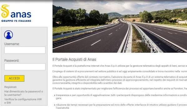 Schermata Portale Acquisti Anas