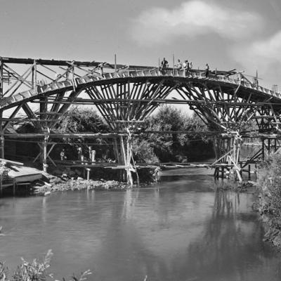 GRA di Roma, costruzione ponte sul fiume Aniene,1954