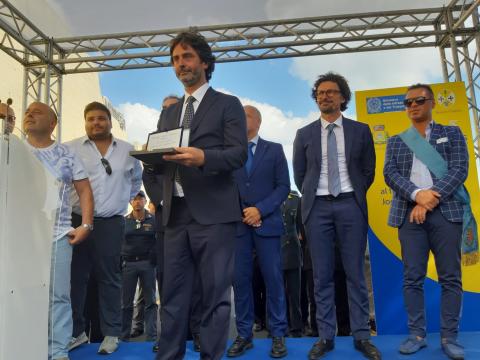 Foto dell'ingegnere Marco Moladori (Anas Calabria) all'apertura della Sp 23 Joppolo Coccorino