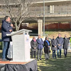 Anas - posa prima pietra passerella ciclopedonale Lecco-Abbadia Lariana