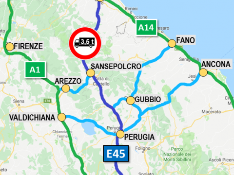 INFOGRAFICA itinerari alterantivi E45 mezzi pesanti