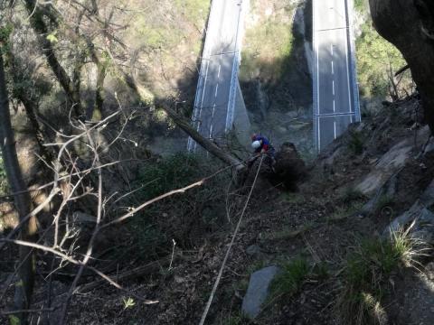 Intervento di disgaggio massi sulla strada statale 36