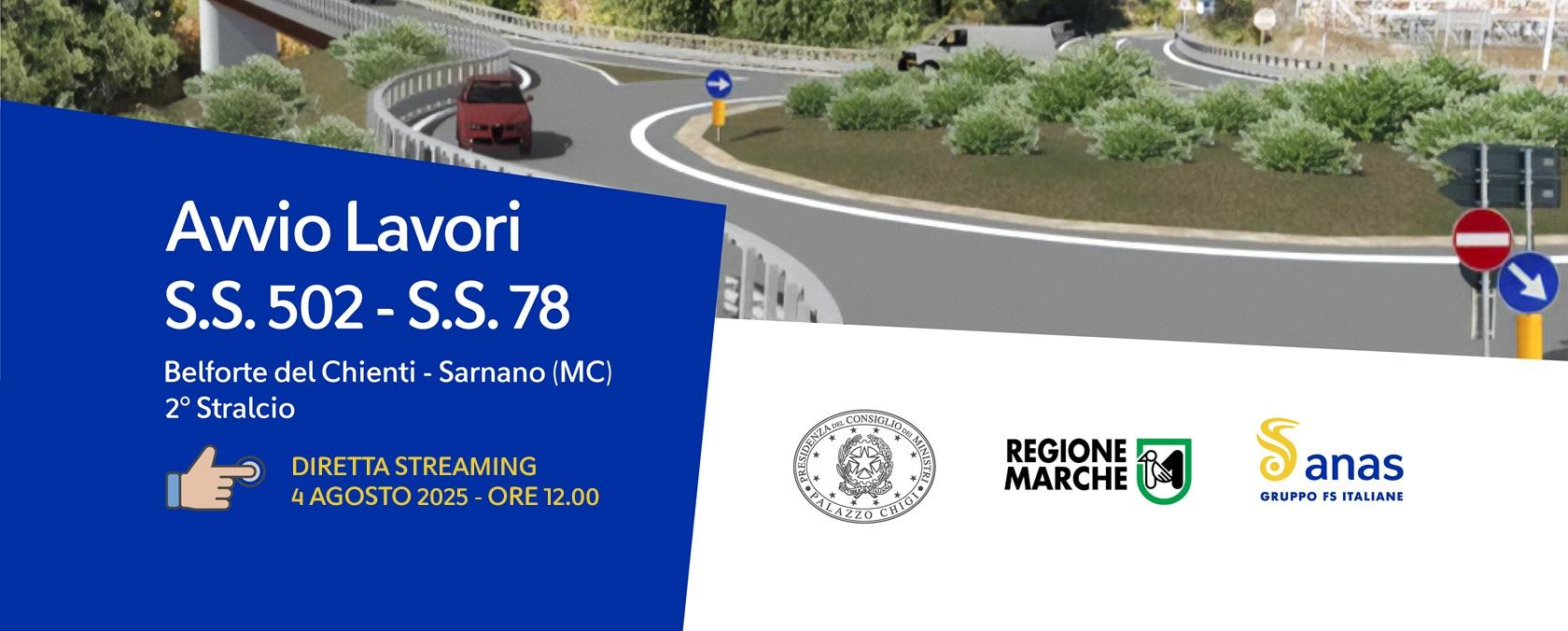 Avvio lavori SS502 - SS78 Belforte del Chienti - Sarnano (MC) 2° stralcio